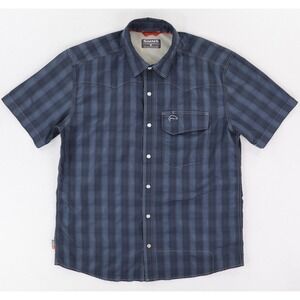 Simms Big Sky Short Sleeve Shirt Mens Medium Blue Snap Front Western Fishing